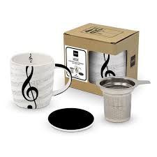 TAZA TE + TAPA + COLADOR I LOVE MUSIC PPD