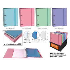 RINGBOOK A/4 100HJS 90GRS C/SEPA 360º FOAM AZUL PASTEL SENFORT